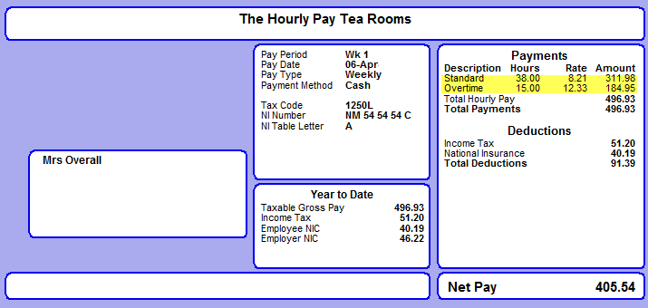 Sample payslip